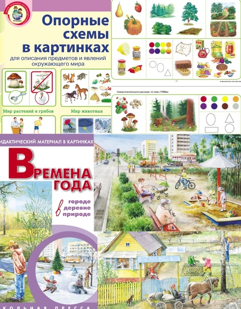 Сюжетные и предметные картинки + Опорные схемы для составления описательных рассказов и развития связной речи. 6 кн.